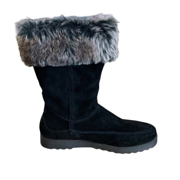 Forrest Black leather winter boots uppers faux fur trim and lining size 7.5 - Picture 9 of 10
